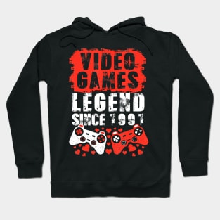 Gaming 1991 Birthday Video Games Birthday Gamer Hoodie